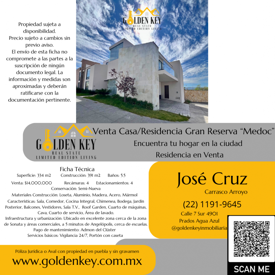 Venta Casa/residencia Gran Reserva Lomas de Angelopolis Medoc