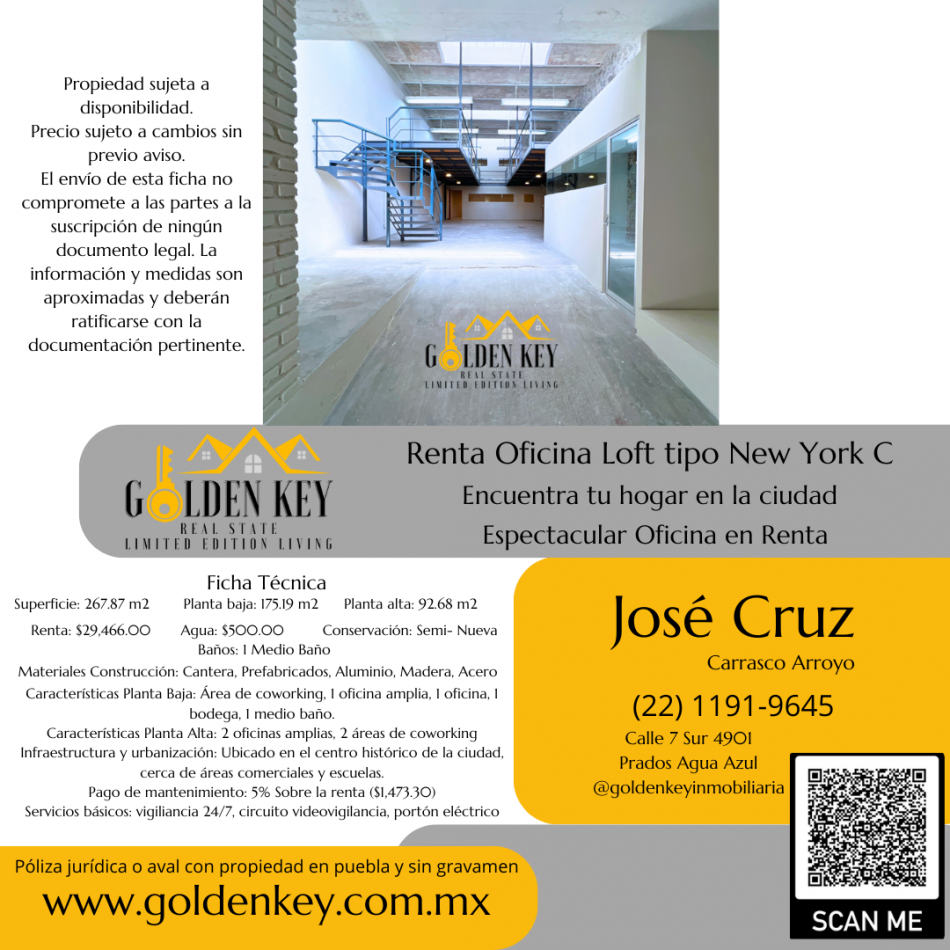 Renta Oficina Loft tipo industrial new york C
