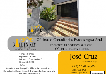 Oficinas o Consultorios Prados Agua Azul