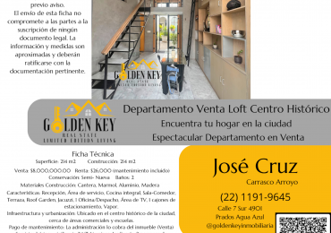 Departamento Loft en Centro Historico "La Virgen" en Venta/Renta