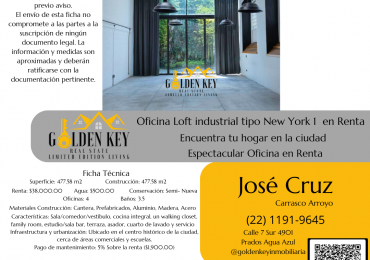 Oficina Loft Industrial Tipo New York en Renta
